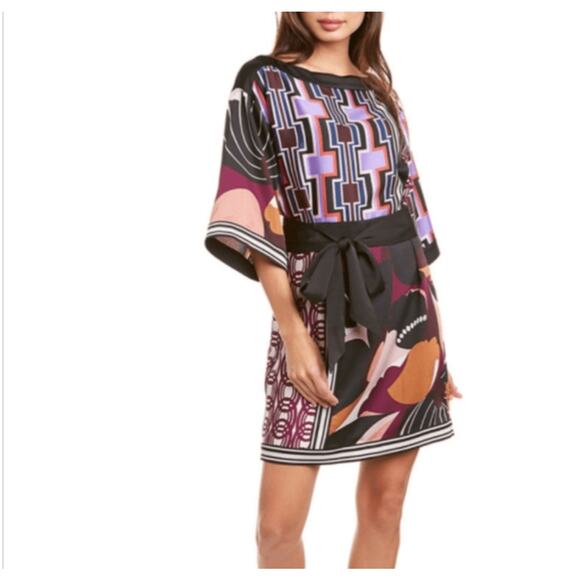 Trina Turk Dresses & Skirts - NWT Trina Turk Printed Boat-Neck Kimono  3/4 Sleeve Belted Shift Dress Sz 4
